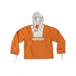 HERON PRESTON Windbreaker Pullover Sz M Orange Outdoor High Fash Hooded